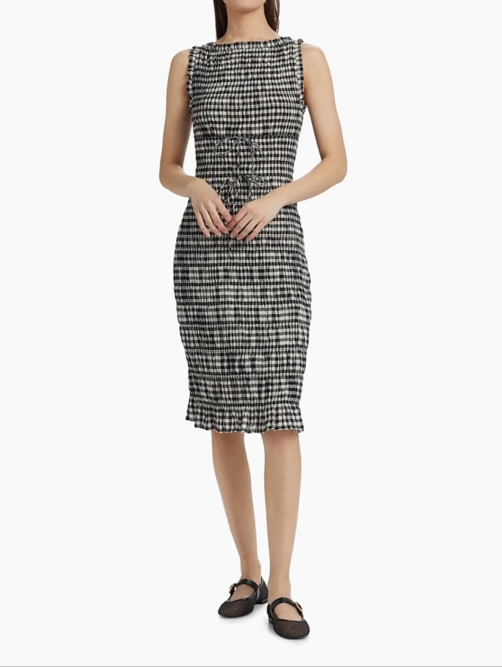 Doen Rosella Dress In Noir Greta Gingham, Size L